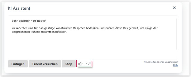 Schreibassistent: Feedback geben