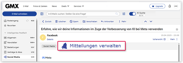 Benachrichtigungen verwalten
