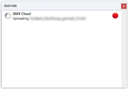 Screenshot: Synchronisation anhalten