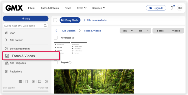 Screenshot: Alle Bilder anzeigen