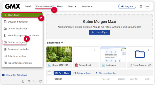 Ordner in der Cloud anlegen