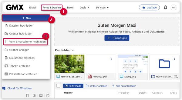 Vom Smartphone hochladen
