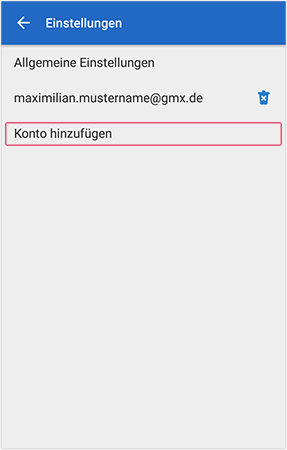 Konto hinzufügen