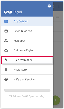 Upload- und Download-Status einsehen