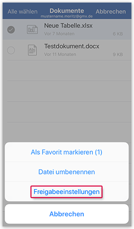 Ordnerfreigabedetails einsehen