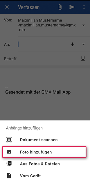 Dateianhang hinzufügen