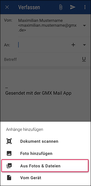 Dateianhang hinzufügen