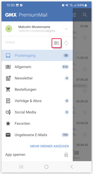 Ordnereinstellungen