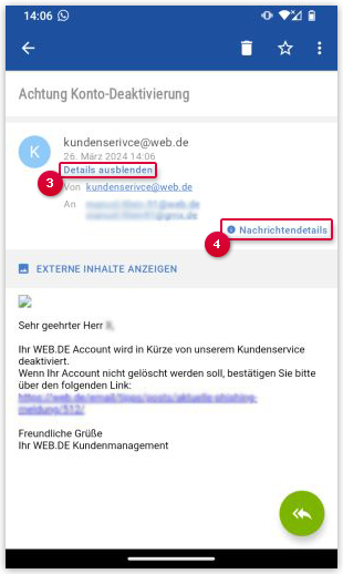 E-Mail-Header öffnen