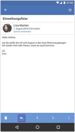 Auf eine Mail antworten