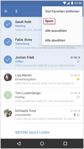 Mail als Spam markieren