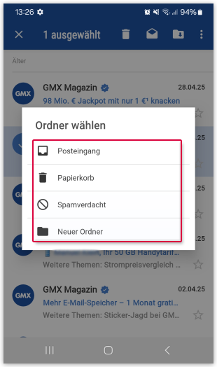 Ordner auswählen