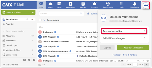 Screenshot: Startseite