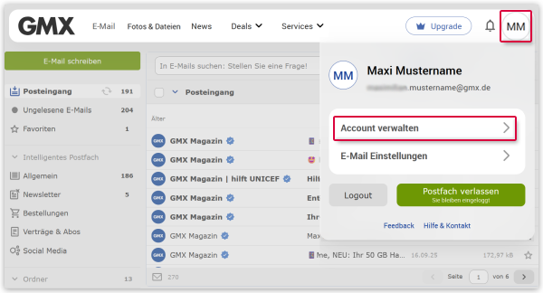 Screenshot: Startseite