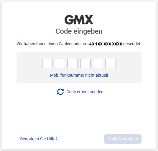 Code bestätigen