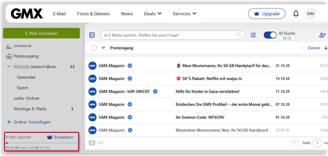 Speicherplatz überprüfen