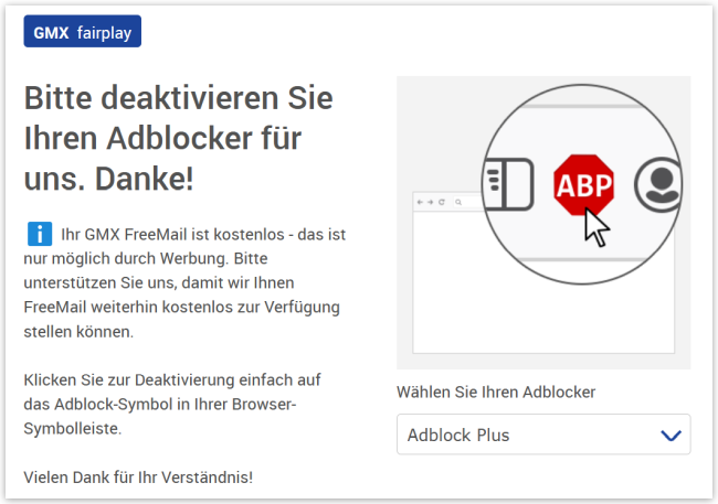 Adblocker-Hinweis