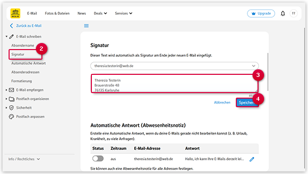 Signatur für E-Mails anlegen