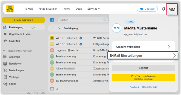 E-Mail-Einstellungen