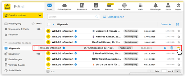 So markieren Sie eine E-Mail als "Favorit"