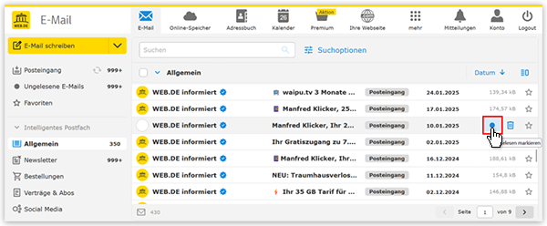 So markieren Sie eine E-Mail als "Gelesen"