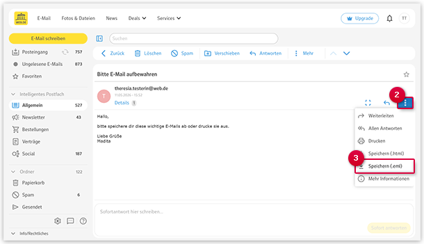 E-Mail als EML speichern
