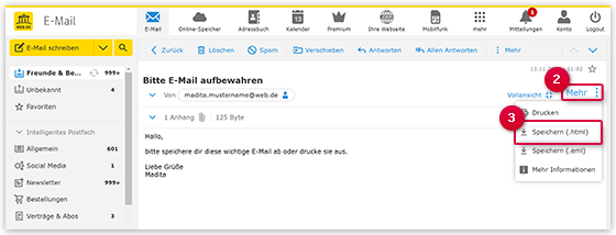 E-Mail als HTML speichern