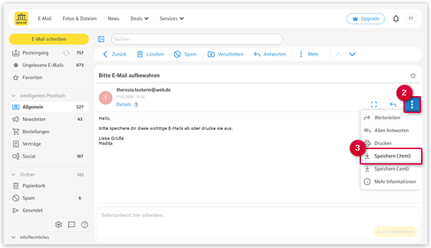 E-Mail als HTML speichern