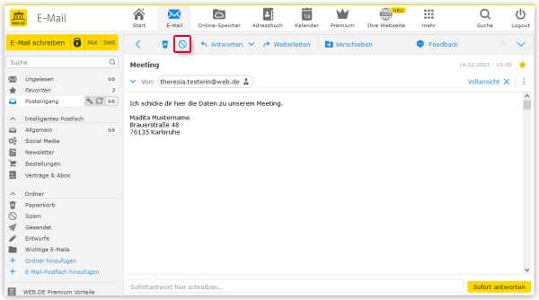 So markieren Sie eine E-Mail als "Spam"