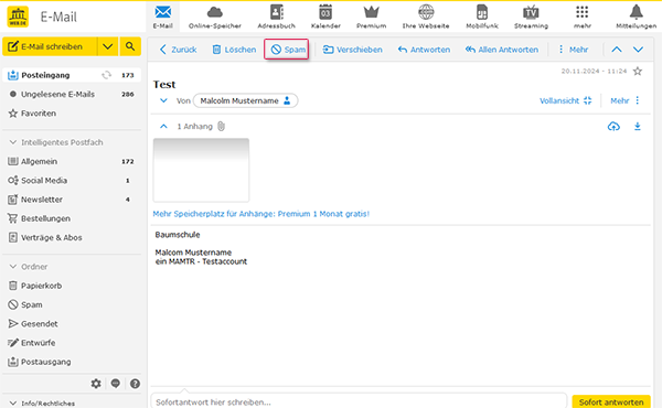 So markieren Sie eine E-Mail als "Spam"