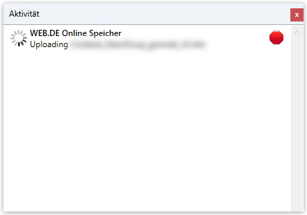 Screenshot: Synchronisation anhalten