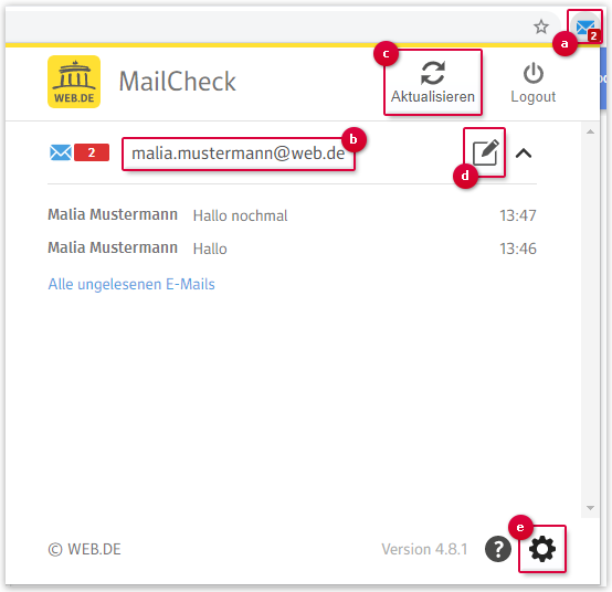 Funktionen von MailCheck
