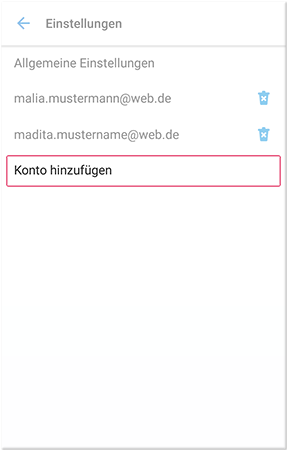 Konto hinzufügen