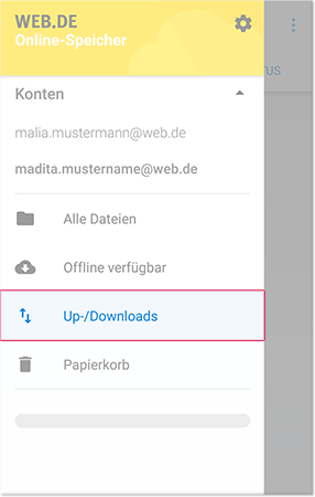 Upload- und Download-Status einsehen