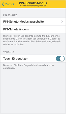 PIN-Schutz-Modus anschalten