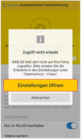 Einstellungen öffnen