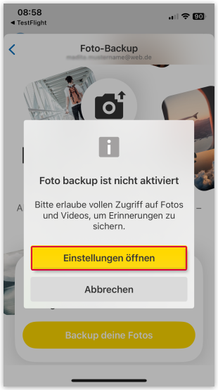 Einstellungen öffnen
