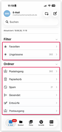 Systemordner aufrufen