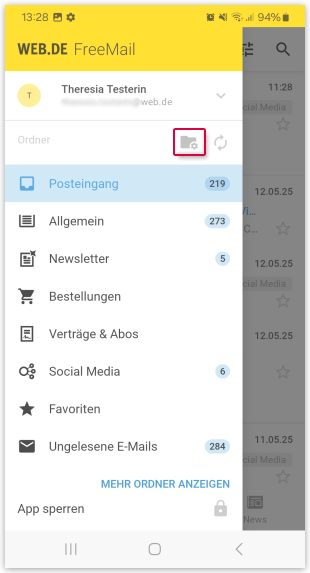 Ordnereinstellungen