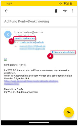 E-Mail-Header öffnen