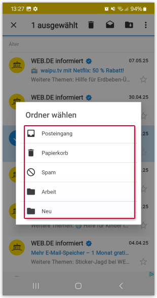 Ordner auswählen