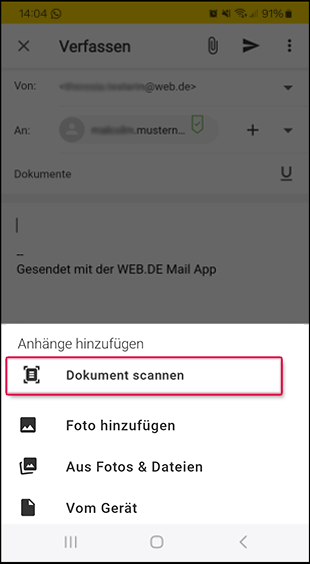 Dokument scannen und anhängen
