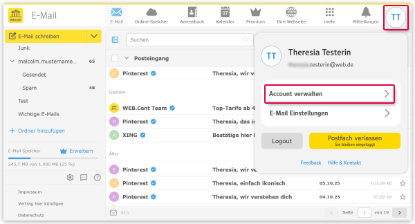 Screenshot: Startseite