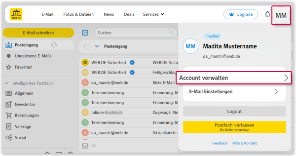 Screenshot: Startseite