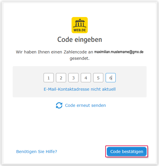Code bestätigen