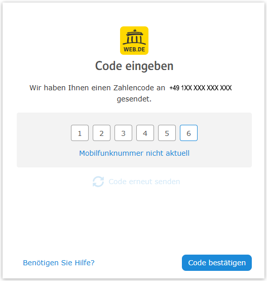 Code bestätigen