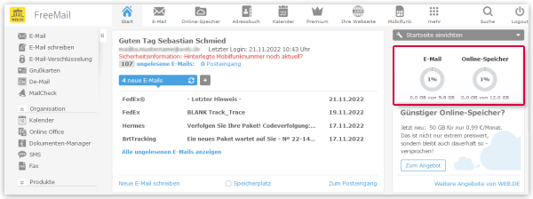 Speicherplatz überprüfen