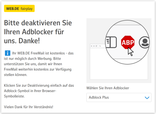 Adblocker-Hinweis