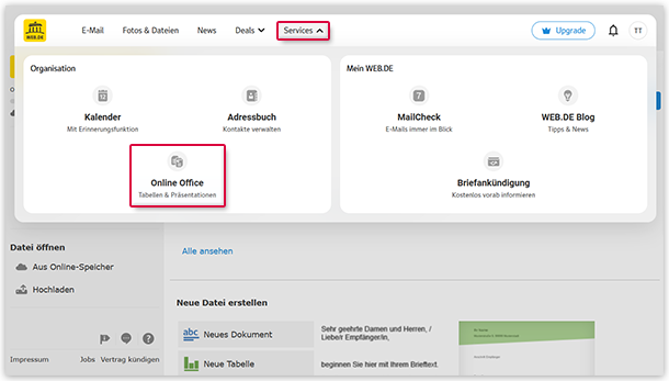 Online Office öffnen
