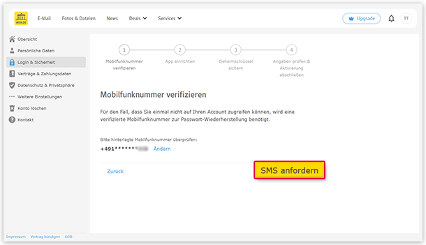 SMS anfordern